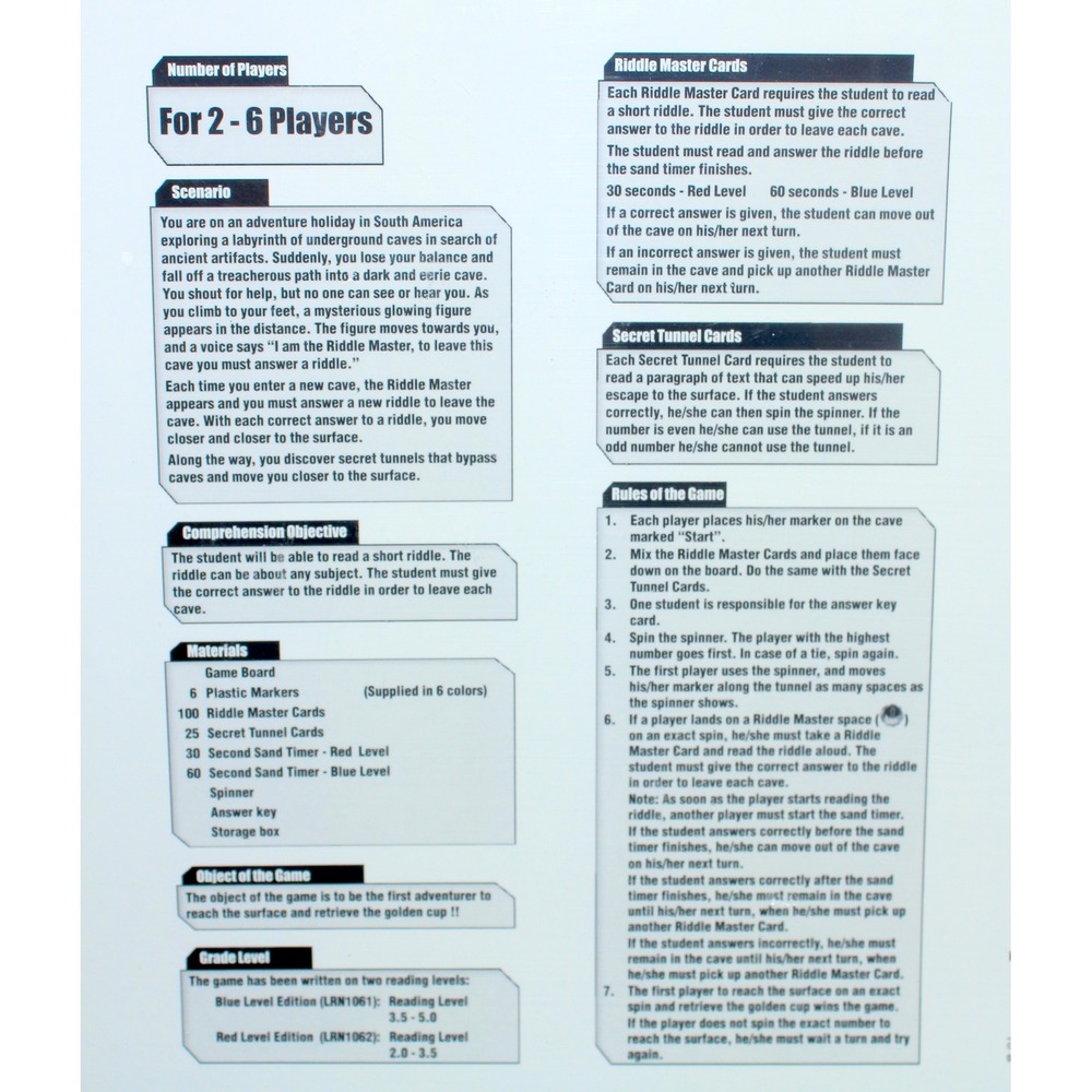 Learning Well Riddle Master Blue Level Edition Reading Comprehension Logic Board - Picture 4 of 4